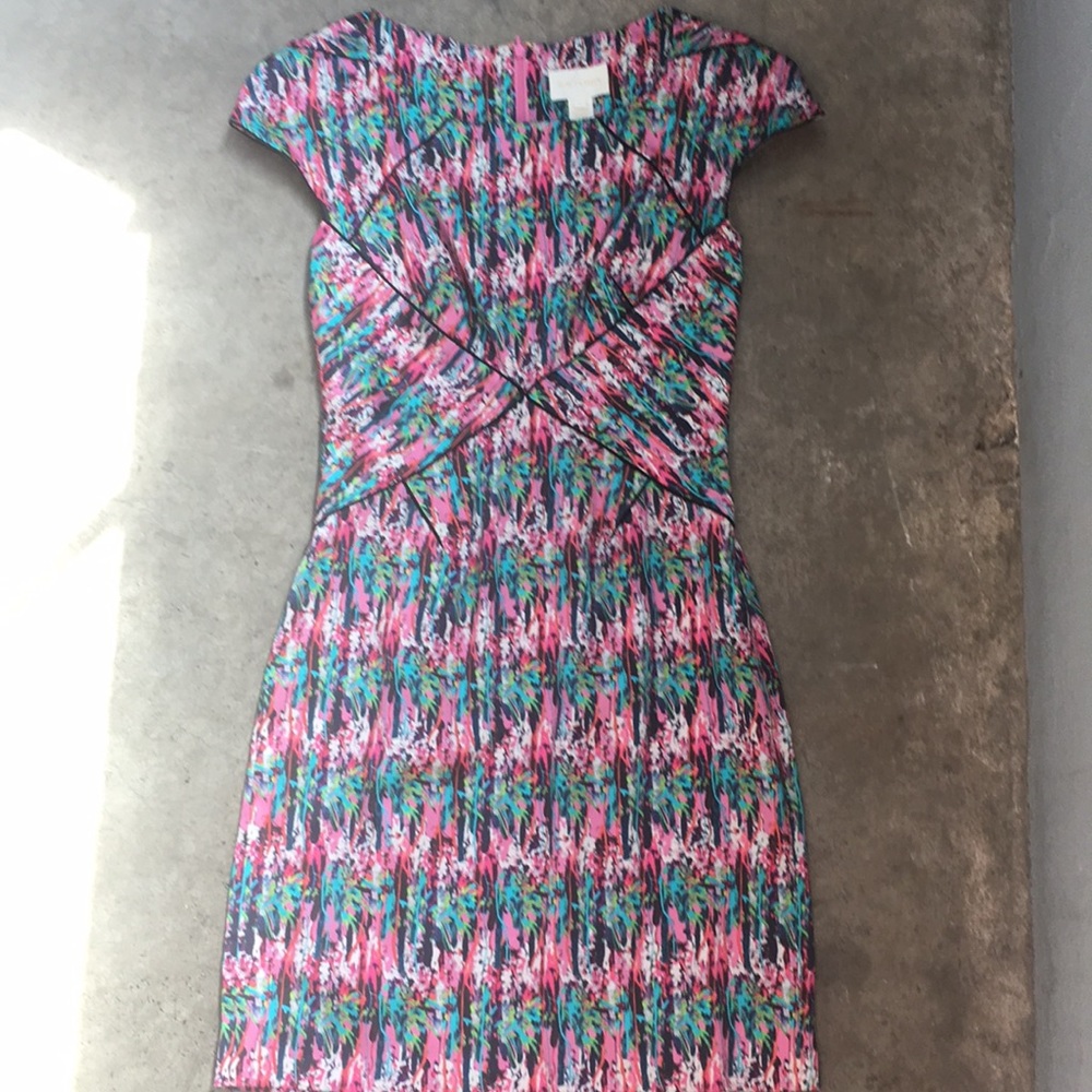 Zac Posen Silk Multi Color Abstract Dress Size 4